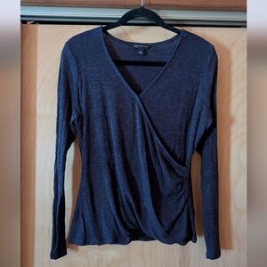 Rock & Republic Navy V-Neck Long Sleeve Top